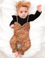 Queenstyle Newborn Baby Girl Clothes, Long Sleeve Ruffle Romper Jumpsuit Cute Infant Girl Fall Winter Outfits with Headband - Image 3